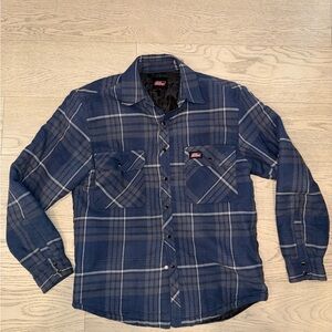 Blue Plaid Men's Jacket with Quilted Lining